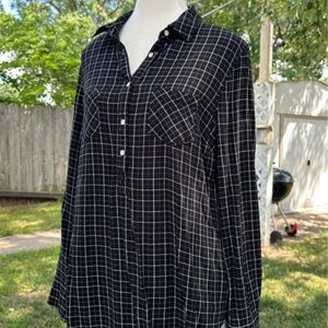Merona Checkered Black and White Blouse